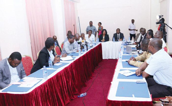  Mr Sarpong and Nana Yaa Jantuah (head of table), both of the PURC, at the meeting with the power companies. Picture: DELLA RUSSEL OCLOO